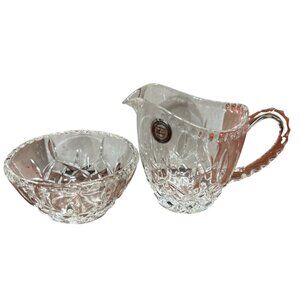 Vintage Yugoslavian Lead Crystal Creamer & Sugar Bowl Set